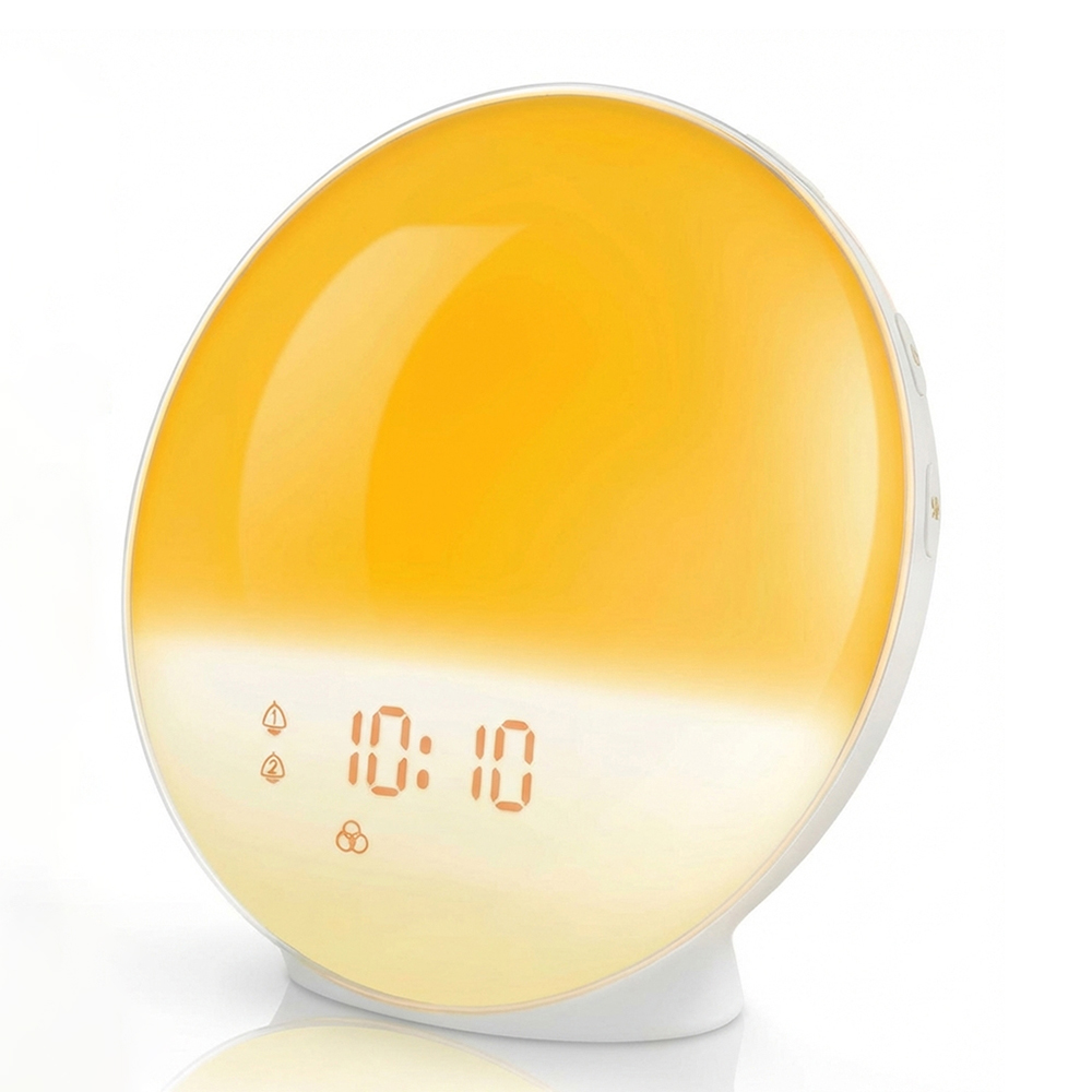 White Noise Machine Sleep - Wecklicht-Wecker mit Sonnenaufgang/Sonnenuntergangssimulation, zwei Alarme, UKW-Radio,