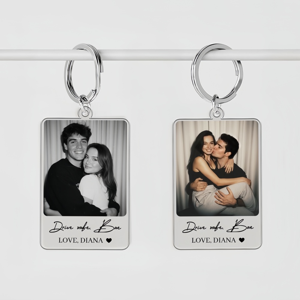 Health Wellness Gifts - Personalisierter Foto-Schlüsselanhänger, individueller Acryl-Paar-Schlüsselanhänger, personalisierter Rahmen-Schlüsselanhänger,