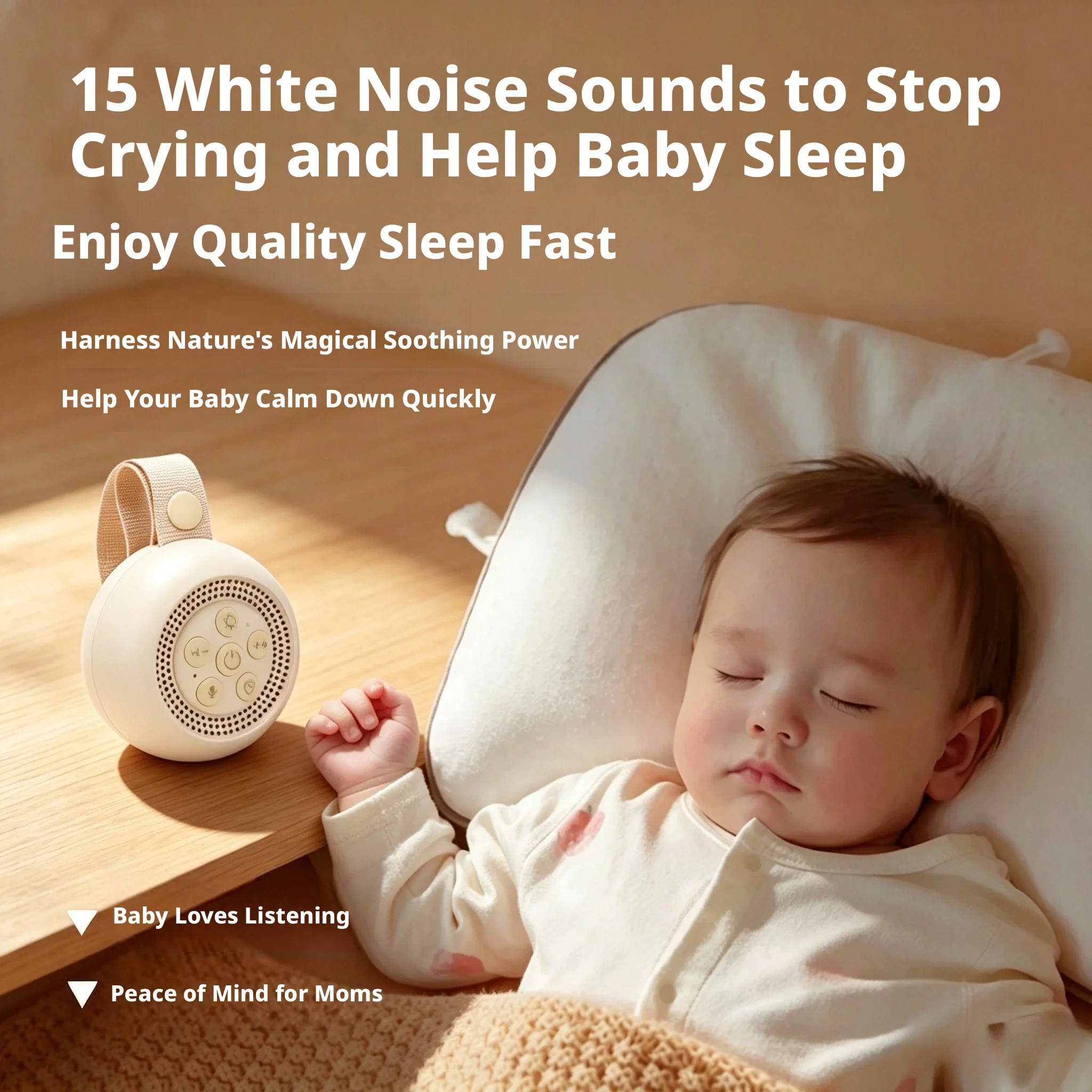 White Noise Machine Sleep - Baby-Schlafgeräuschmaschine mit Weißem Rauschen, Wiederaufladbar, 15